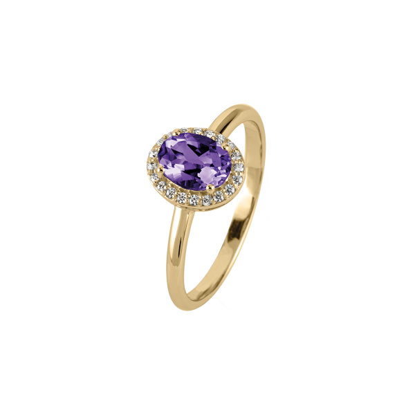 Jacques Lemans - Damen Ring Sterlingsilber vergoldet mit Amethyst Gr.54 - SE-R116G